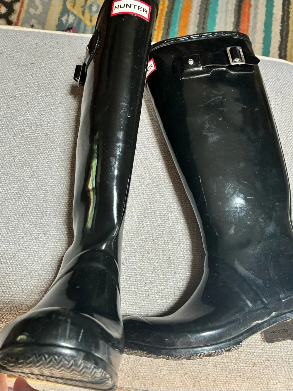 Hunter Original Black Gloss Tall Rain Boots women’s size 6 AUTHENTIC